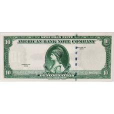 UNITED STATES OF AMERICA 1929 . TEN 10 DOLLARS BANKNOTE . SPECIMEN